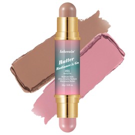 Butter Radiance & Go Dual-Ended Contour & Blush Stick - Multi Use Creamy Makeup Stick for Face, Cheeks, Lips | Buildable, Blendable Buttery Formula for All Skin Tones (Beachy Pink)