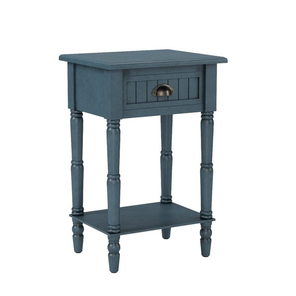 Decor Therapy Bailey Bead Board 1-Drawer Accent Table, Antique Navy