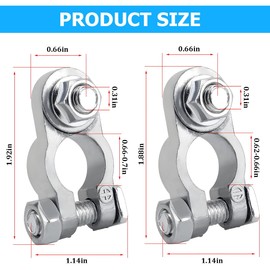 HZEL Car Battery Terminal Connectors, Positive Negative Heavy Duty Battery Terminal Adapter, with 4PCS Gauge 3/8" Copper Lugs 4 Heatshrink Tubes 2 Covers 2 Washers, Universal for Vehicles