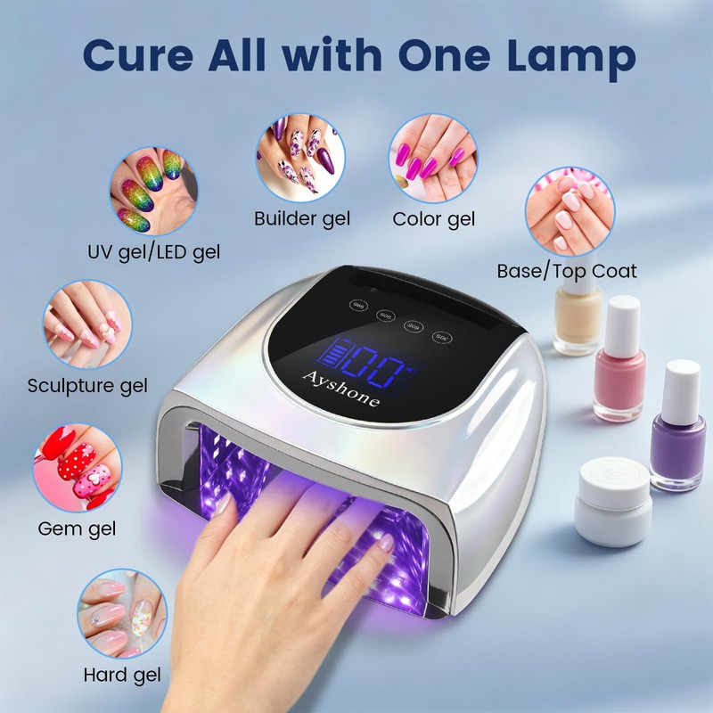 Ayshone Professional Rechargeable 96W UV LED Nail Lamp, Cordless UV