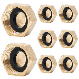 Pack of 8 Brass Blanking Caps, 1/2 Female BSP Thread Brass Compression Stop End Blank Cap, Drain Preventer Blanking Plugs with Gasket, for Water Pipe Washing Machine Radiator Valve faucets Tap