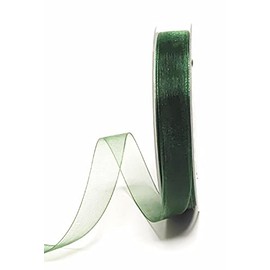 s.dekoda 1350-111 Bow Ribbon 50 m x 15 mm Green - Fir Green Organza Chiffon Gift Ribbon
