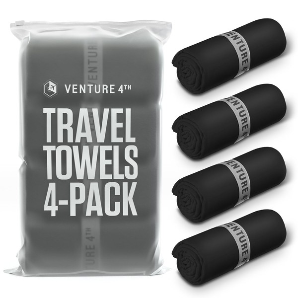 VENTURE 4TH - 4pcs Quick Dry Towels. Microfiber Travel Towels.
