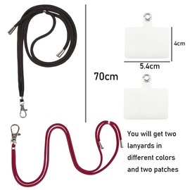 Morices 2 Pcs Universal Cell Phone Lanyard with Phone Patches, Adjustable Nylon Neck Strap Phone Crossbody Strap for Badge Key, Multipurpose Phone Necklace Compatible with Most Smartphone (Black/Red)