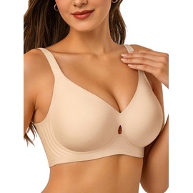 LetsJoli Wireless Bras for Women No Underwire Seamless Push Up Full Coverage Supportive Bralettes Everyday Bra Nude