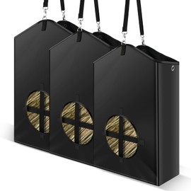 FwQoFvk 3Pcs Goat Hay Feeder, Oxford Cloth Donkey Hay Bag with Adjustable Strap, Slow Feed Hanging Goat Feeder Easy to Hang for Cow Goats Donkeys Horses 30×17×48 cm