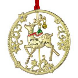 FIHOO Christmas Tree - 2024 Rotation Reindeer Hanging Ornaments Pendant of Car Charm Holiday Keepsake Gift Home Decor (Reindeer Gold (2024))