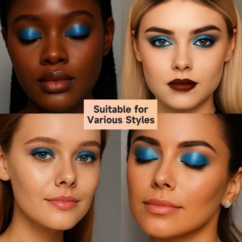 Blue Shimmer Powder Eyeshadow Single, Compact With Sponge-Tip Applicator