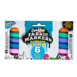 TULIP Bullet Tip & Chisel Tip Permanent Graffiti Fabric Markers, 6 Bright Colors
