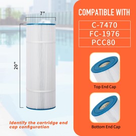 ZOTEE PCC80-PAK4 Replacement Pool Filter Cartridge for PCC80, C-7470,Darlly 70804,Clean and Clear Plus 320, Filbur FC-1976, 20"x7" Pool Filter, 4 Pack