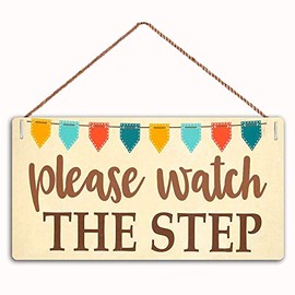 Please Watch The Step Sign Home Decor Wood Sign Plaque 12" x 6" Hanging Wall Art, Decorative Funny Sign,Garden Sign(FC1-MBH5)