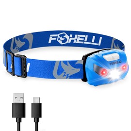 Foxelli Rechargeable LED Headlamp - Super Bright, Lightweight, and Comfortable Head Light for Running, Camping, Hiking, and Work, Suitable for Adults and Kids
