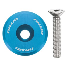 sourcing map 1 1/4" OD Bike Headset Stem Top Cap Aluminum Alloy Cycling Headset Cover Stem with M6 Bolt for MTB Road Mountain Bicycle, Blue