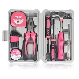 XTDMJ 24 Pieces Pink Tool Set, Household DIY Tool Set, Small Tool Set, Starter Basic Women DIY Tools for Home and Office