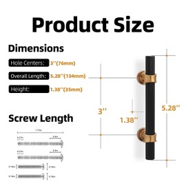 KOMOTIA 10 Pack 3 Inch Cabinet Pulls knurled Matte Black and Champagne Bronze Kitchen Cabinet Handles Aluminum and Zinc Alloy Drawer Pulls Solid Cabinet Hardware