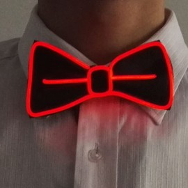 PIENSE Light Up Bow Tie Light Up LED Tie EL Luminous Flashing Party Event Novelty (Red)