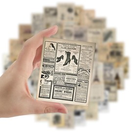 Retro Old Newspaper Stickers for Water Bottle,60 PCS Vintage Stickers Pack for Laptop Phone Skateboard Bicycle Suitcase Luggage Car Guitar,Waterproof Aesthetic Vinyl Stickers for Teens Girls