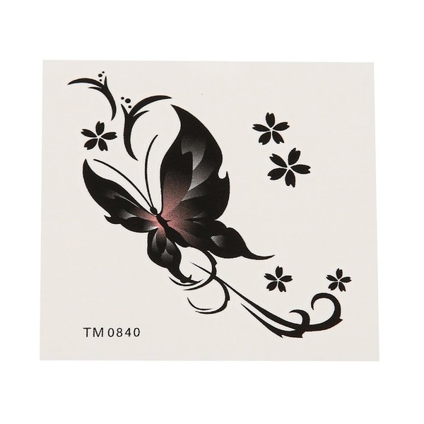 CHICNET Tattoo Butterfly Black Pink Lines Flowers Small Single 1 Sheet, multicoloured