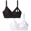 Leading Lady Women's Nursing Bra Wireless Cotton (2-Pack), White/Black, 36DD
