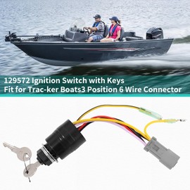 Dokili Ignition Switch 129572 with Keys 3-Position 6-Wire Connectors Compatible with Tracker Boats