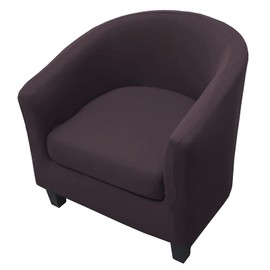 WOMACO 2 Pieces Club Chair Slipcover Printed Stretch Armchair Tub Round Barrel Swivel Chair Covers withc Cushion Cover Elastic Bottom Sofa Furniture Protector for Tullsta (1, Coffee)