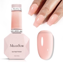 MelodySusie Jeweliver Gel Nail Polish, 0.5Fl.oz Translucent Pink Nude Nail Polish Sheer Soak Off UV LED Light Cure Gift for Manicure Nail Art DIY at Home JM28