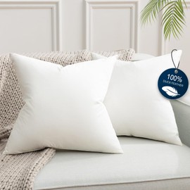 Phantoscope Feather Pillow Inserts, 100% Down Feather Throw Pillows, 18x18 Inch Decorative Pillows for Hotel, Couch, Sofa, Bed, Cushion, Pack of 2