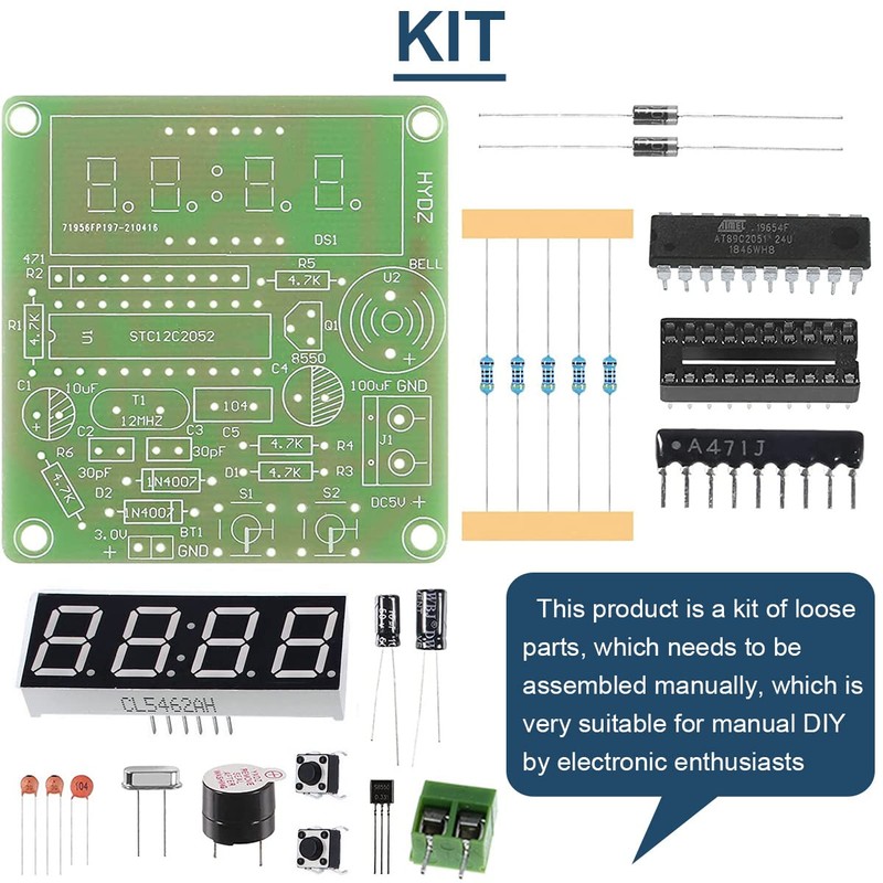 DAOKAI 4 Bits Digital Electronic Clock DIY Kits MCU digital