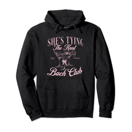 She's tying the knot Bachelorette Coquette Bow Bridal shower Pullover Hoodie
