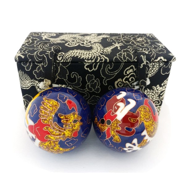 Top Chi Premium Dragon and Phoenix Baoding Balls. Chiming Chinese Health Balls for Hand Therapy, Exercise, and Stress Relief (Large 2 Inch)