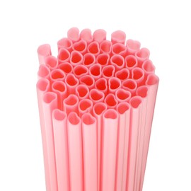 50 Pcs Pink Heart Shaped Straws Plastic Disposable Drinking Cute Straw for Valentines day Wedding Birthday Party Decorations Cocktail Bridal Shower Decor Princess Party Pastel Theme