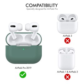 AHASTYLE Silikon Hülle für Airpods Pro Schutzhülle und Haut Case für AirPods Pro [Front-LED Sichtbar] [Kabelloses Laden] Kompatibel mit Airpods Pro 2019 (Ohne Karabiner, Kieferngrün)
