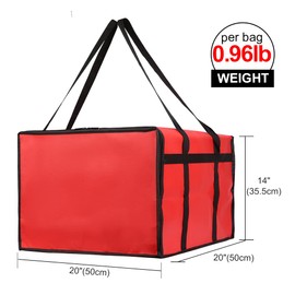 Bodaon Insulated Pizza Delivery Bag, 20" x 20" x 14" Pizza Warmer Bags for Carry Hot, Doordash Bag, Food Warmers for Parties, Pizza Pack Insulation, Pizza Carrier for Door Dash/Grubhub, Red, 1-Pack