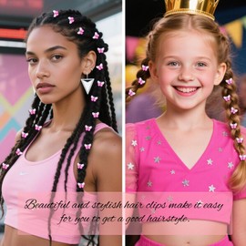 YISSION 20 Pcs Mini Butterfly Hair Clips Cute Hair Pins Small Butterfly Clips Wedding Hair Barrettes Bridal Hair Accessories for Girls Women (Gradient Hot Pink)