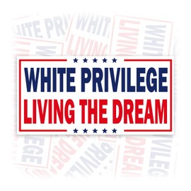 White Privilege Living The Dream | Bumper Sticker or Car Magnet | Humans Rights Waterproof Vinyl Sticker for Trucks Vans Cars [7.5x3.75]