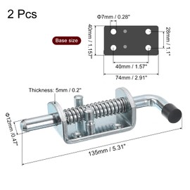sourcing map Barrel Bolt Latch, 2Pcs 12x135mm - Carbon Steel Galvanized Spring Loaded Gate Latch Pin, Sliding Door Lock for Trailer Doors Cabinets Chests Tailgate (Silver)