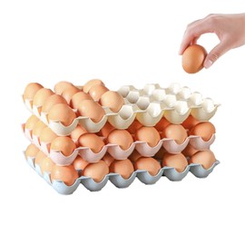 Pack of 4 Egg Containers, Plastic Egg Containers, Stackable Fridge Non-Slip Egg Storage Box for Kitchen, Fridge, Can Hold 24 Eggs (4 Colours)