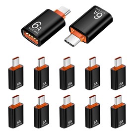 Verbstel 12 Pack 10Gbps/120W USB C to USB3.1 Adapter, Type C Male to USB Female Adapter for Smartphone, PC, Laptop, Tablet, Keyboard (Black, 12 Pack)