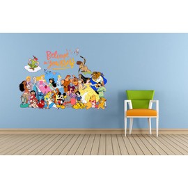 Believe Aurora Mulan Sleeping Beauty Princess Cute Cartoon Decors Wall Sticker Art Design Decal for Girls Boys Kids Room Bedroom Nursery Fun Home Decor Stickers Wall Art Vinyl Decoration (27x30 inch)