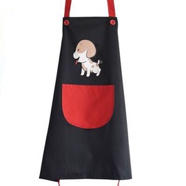CozYears Water Resistant Dog Cartoon Professional Amateur Groomers Grooming Black Apron Kitchen Gardening Pockets Training Bath (Dog)