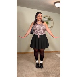 JOELLYUS Plus Size Skirts for Women Summer Pleated Mini Skirt Casual Flowy High Waisted Womens Short Skirts(Black,2XL)