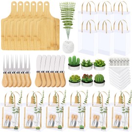 55PCS Baby Shower Prizes for Game Winner Gifts Bamboo Cheese Board Fork Butter Spreaders Towel Artificial Eucalyptus Stems Knitting Wool Plant Candles Cards Bags Wedding Bridal Favors Birthday Party