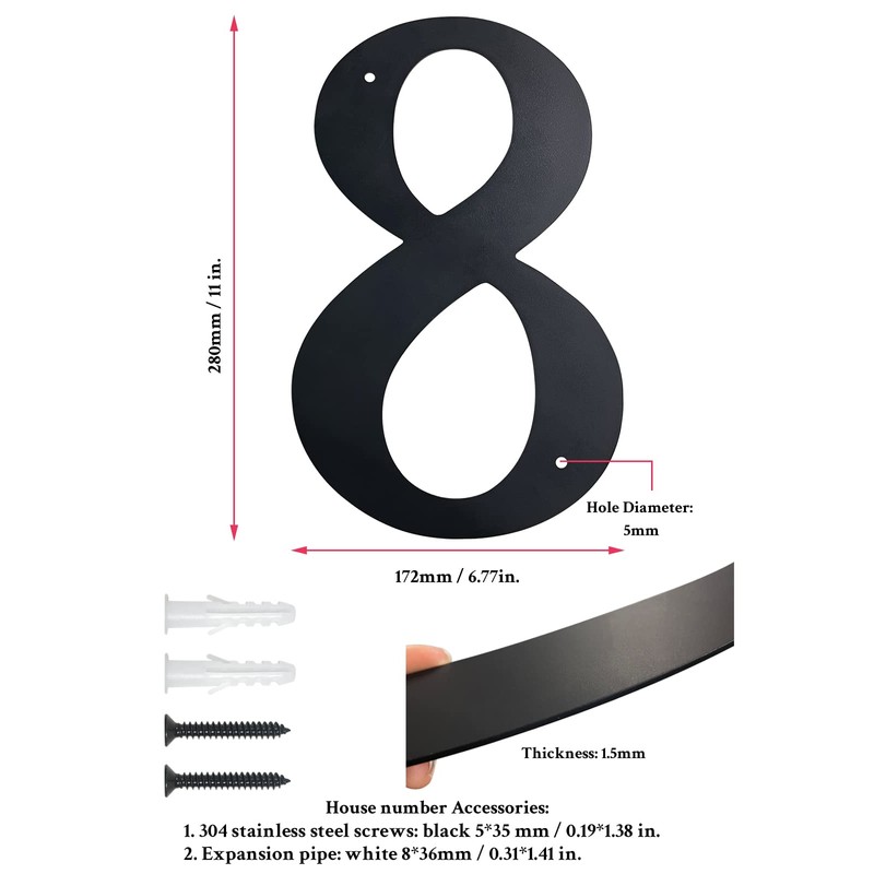 Modern Extra Large House Number Fine Structure Powder Coated Height