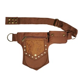 Vanlison Women Brown Waist Pack, Renaissance Bag Thigh Bag, Light Weight Polyester, Adjustable Waist Belt, Festival Gift