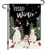 DLZDN Hello Winter Penguin Garden Flag 12×18 Inch Double Side
