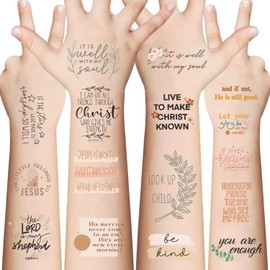 10 Sheets Christian Temporary Tattoos (70+PCS) For Adults Inspirational Bible Verse Quotes Suitable Tattoos Stickers For Believers As Well As Women And Men