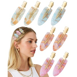 Mesovor 8 PCS No Bend Creaseless Hair Clips for Women, No Crease Non Slip Mini Flat Acrylic Hairclips for Hair Styling, Bangs, Makeup Application and Face Wash (Colorful)