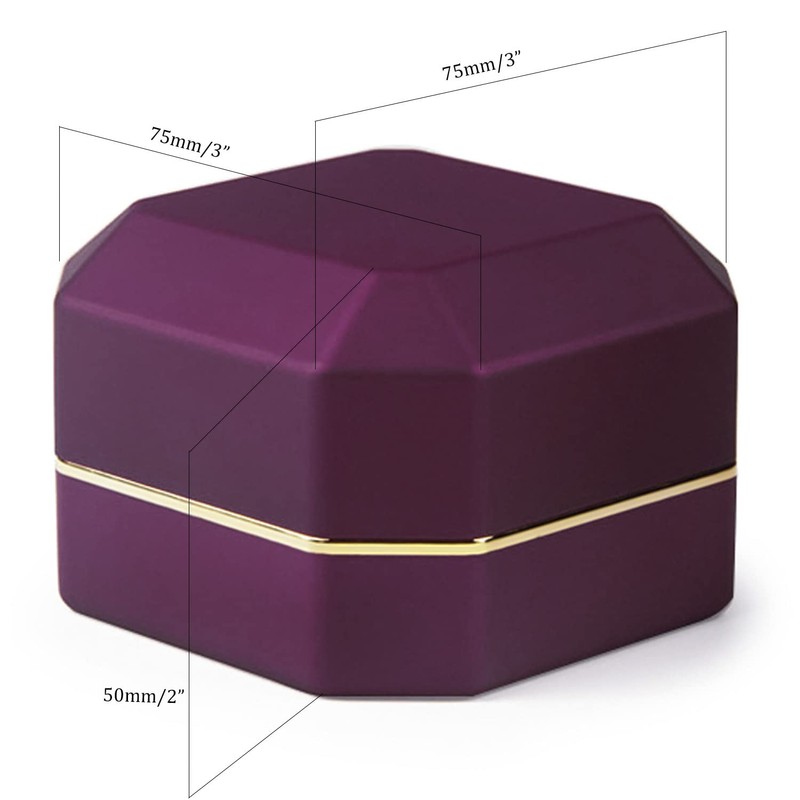 AVESON Luxury Ring Box, Square Velvet Wedding Ring Case Jewelry