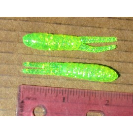 ALL AMERICAN 25ct CHARTREUSE SILVER Flake 2"Split Tail BEETLES Crappie Baits Bass Perch Lures