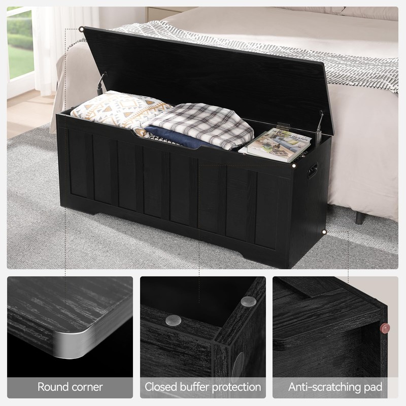 47.2" Storage Chest Extra Large,Storage Trunk with 2 Safety Hinges,Wooden